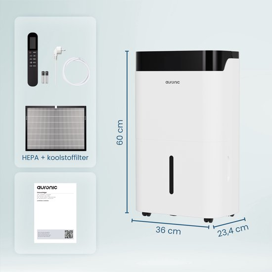 Auronic Luftentfeuchter und Luftreiniger - Better Plus Serie - Entfeuchtet 30L pro Tag - 5L Wassertank - Schlafzimmer, Badezimmer, Wohnzimmer und Büro - Feuchtigkeitsfresser für den Haushalt - Weiß