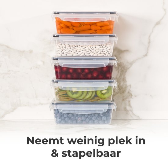 Stosh Freshness Schalen - Meal Prep Schalen - Gefrierschalen - 5 Stück - 1L - Kunststoff - BPA frei