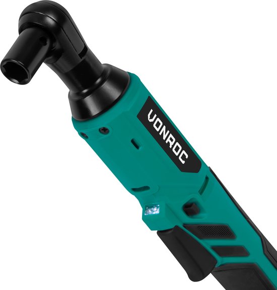 VONROC Accu-Ratschenschlüssel - 20V - 50Nm - 3/8" - inkl. 8-teiligem Steckschlüsselsatz - Inkl. 2.0Ah Akku und Schnellladegerät - auch für den manuellen Einsatz - ideal für schwer zugängliche Schrauben und Muttern.