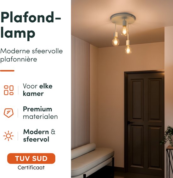 Nolt Deckenleuchte Beige - Deckenleuchte - 3x E27 Lampe - Industrial - Taupe - ⌀ 28cm