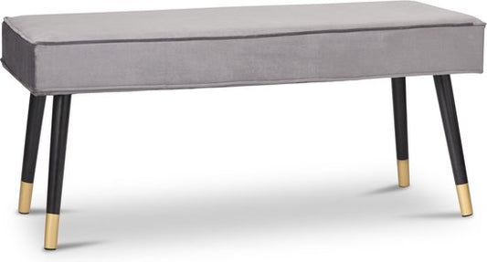 LIFA LIVING Flurbank Barcelona - Grau & Gold - Modern - Samt & Holz - 101 x 42 x 45 cm