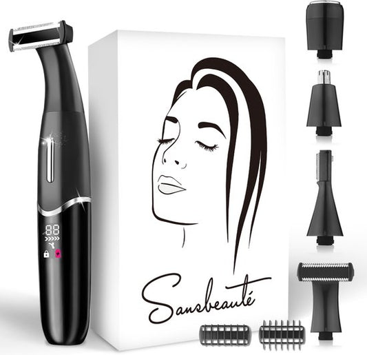 4-in-1 Bikini-Trimmer - Sansbeauté® - Gesicht - Achseln - Beine - Bikinizone - Augenbrauentrimmer - Gesichtshaarentfernung Damen - Intimbereich - Ladyshaves Bikini - Epilierer elektrisch