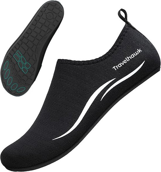 Travelhawk Wasserschuhe - Für Erwachsene - Unisex - Anti-Rutsch-Schwimmschuhe Damen und Herren - Schwarz - Größe 42/43