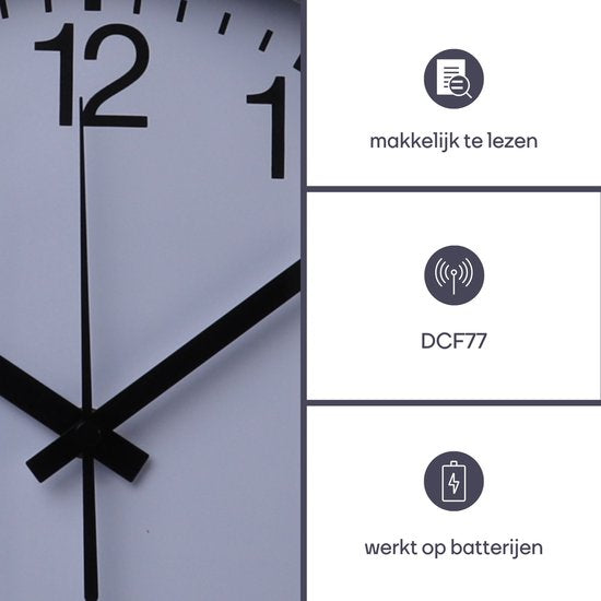 Perel Wanduhr 30 cm, analog, geräuschlos, mit automatischer DCF-Zeitsynchronisation, gut ablesbares Zifferblatt, silberfarbener Aluminiumrahmen, Uhr für Wohnzimmer, Küche, Büro oder Wartezimmer