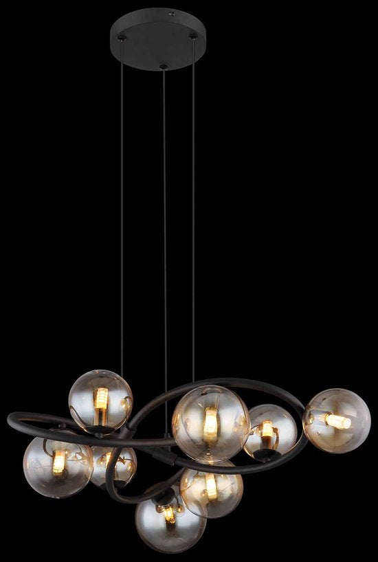 Globo - Hängeleuchte - Tuberius - Messing schwarz - Glas Metall - Ø 65cm - G9 - 56141-8H