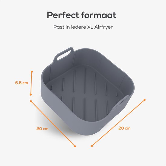 KitchenLove Airfryer Tabletts Silikon XL - 2 Stück - Quadratisch - Backpapier Alternative - Zubehör - BPA frei - 20CM