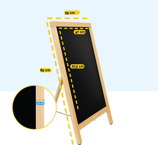 BRASQ Chalkboard Blank - 55x 85 CM - Chalkboard - Werbeschild - Bürgersteigschild - Einseitig - für Innen und Außen - Gastgewerbe