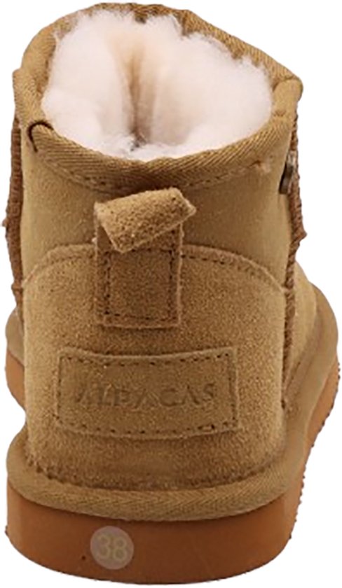Alpacas Footwear - Damen - Kurzstiefel aus echtem Wildleder mit cooler Naht - Gefüttert mit 100% weicher Lammwolle - Kastanie - 36