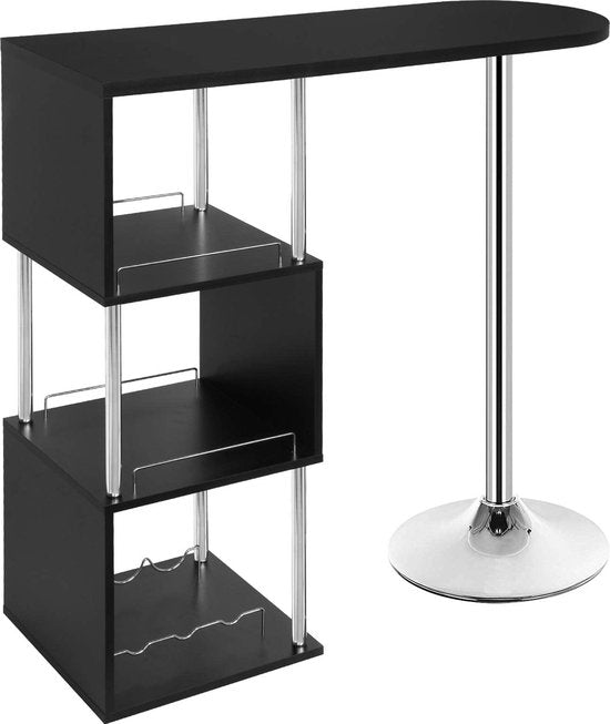 Rootz Bartisch - Bistroständer - Stehpult - Serviertisch - Kneipentisch - Esstisch - Entertainment Station - Schwarz - 113x40x105cm