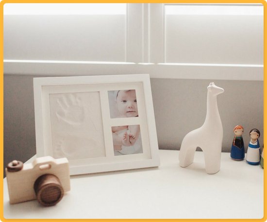 Frummel Baby Bilderrahmen mit Lehmabdruck (Gipsabdruck Baby) - Besser als Gipsabdruck - Lehmabdruck Baby Fuß und Hand - Mutterschaftsgeschenk Mädchen / Mutterschaftsgeschenk Junge - Baby Shower