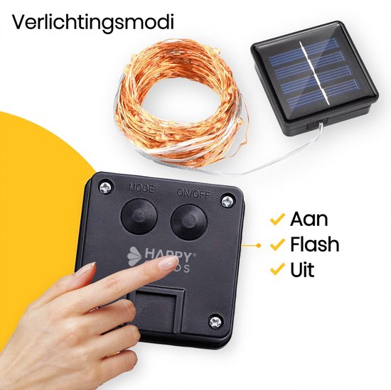 Happy Goods Solar Gartenbeleuchtung - 200 LED Lichterkette für den Außenbereich - 20 m - Lichterkette - Außenbeleuchtung Girlande - Lichterketten