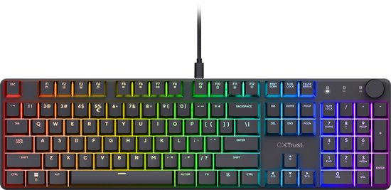 Trust GXT 866 Torix – Mechanische Gaming-Tastatur – Voll-RGB – Weiße Schalter – PC/PS5 – US-QWERTY – Schwarz