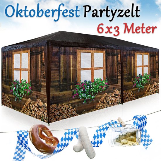 Casaria Partyzelt - Pavillon 18m² 3x6m mit 6 Seitenwänden - Apres Ski