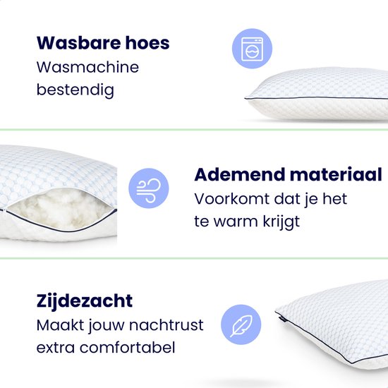 SoulsnoozeÂ¬Ã† - Luxuriöses Qualitätskissen Gloom - Verstellbares Design - Geeignet für Rücken-, Seiten- und Bauchschläfer - 60x70 cm - Schlafzimmerkissen - Anti-Allergie - Kühlend - Waschbar