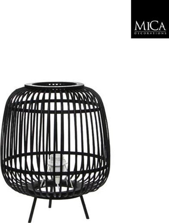 Mica Decorations Nimes Tischlampe - H37 x Ø29 cm - Bambus - Schwarz