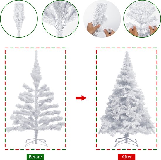 Casaria Weihnachtsbaum PVC - Metallfuß - 180 cm Weiß
