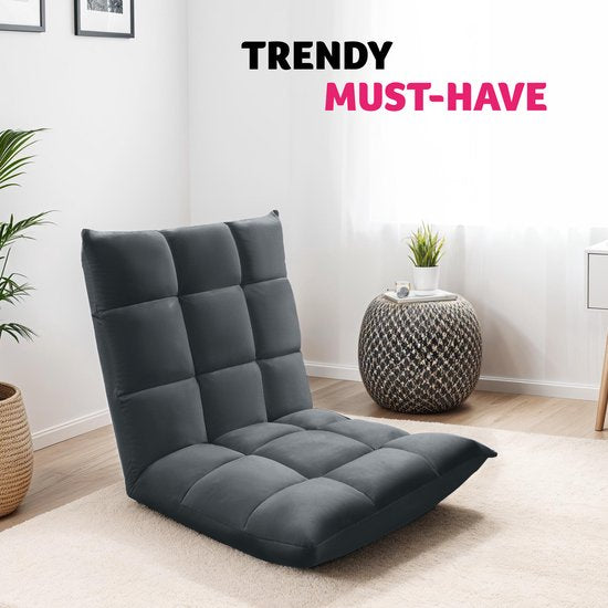 tectake Relaxsessel - Relaxsessel - XXL-Bodensessel - Klappbar mit Liegefunktion - Bodensessel mit verstellbarer Rückenlehne - Verwendbar als Sessel, Sitzkissen, Bodenkissen, Liege oder zur Meditation - Grau