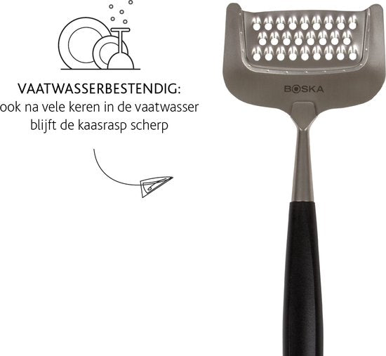Boska Kaasrasp Milano+ - Küchenreibe - Handreibe - Käsereibe fein - Zitronenreibe - Gemüsereibe - Käsereibe - Handreibe aus Edelstahl - Spülmaschinenfest - Küchenutensilien - Küchenzubehör - 10 Jahre Garantie