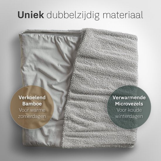 CozySense® Deckenbezug 140x200 - Doppelseitiges Material - für jede Jahreszeit - 360°-Reißverschlusstechnik - hypoallergen & OEKO-TEX® - Grau