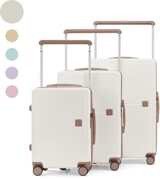 Skycases City Walker - 3-teiliges Kofferset | Leicht & Langlebig | 20, 24 & 28 Zoll | 360° Spinner-Räder | TSA-Schloss | Inklusive Schutzhüllen - Beige