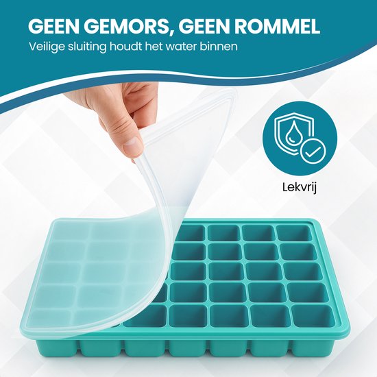 TTD® Luxury Ice Cube Mould mit Deckel - 2er Set - 40 + 40 kleinere quadratische Eiswürfel - 100% Silikon - BPA frei - Eiswürfelform