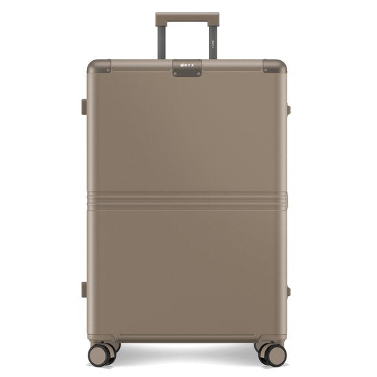 ONYX Hybrid Pro Check-in Koffer Large 100 Liter - Recyceltes Polycarbonat und reißverschlussloses Design - Reisekoffer mit TSA-Schloss und Spinner-Rollen - Leichter Trolley mit Laptop-Fach - Desert Clay