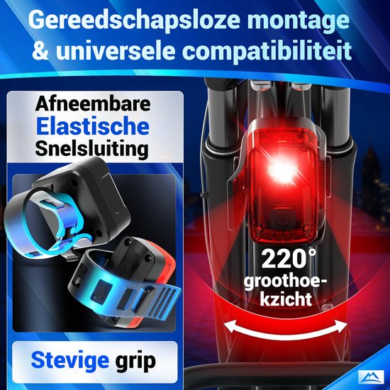 Nextcover Fahrradlicht vorne und hinten | Fahrradlicht USB-C Wiederaufladbar & IPX4 Wasserdicht | Fahrradlicht Set mit 6 Stunden Batterielebensdauer | Frontlicht und Rücklicht | Fahrradlicht LED Weiß und Rot | Fahrradlicht für alle Fahrräder | Fahrradlamp