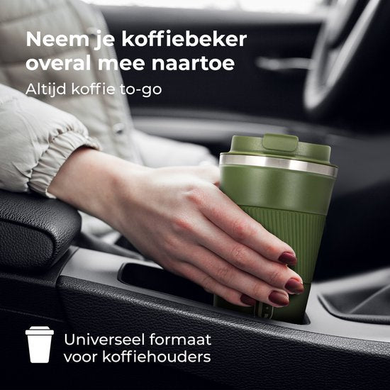 Castagnola Thermosbecher - Kaffeebecher To Go - Reisebecher für Kaffee und Tee - Teebecher - 380 ML - Edelstahl - Grün