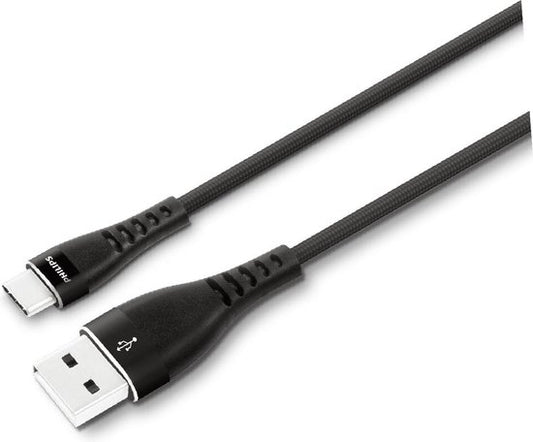 Philips USB-Kabel 2.0 - DLC5206A/00 - USB-A - USB-C - Länge: 2 Meter - Premium-Nylon - Schwarz