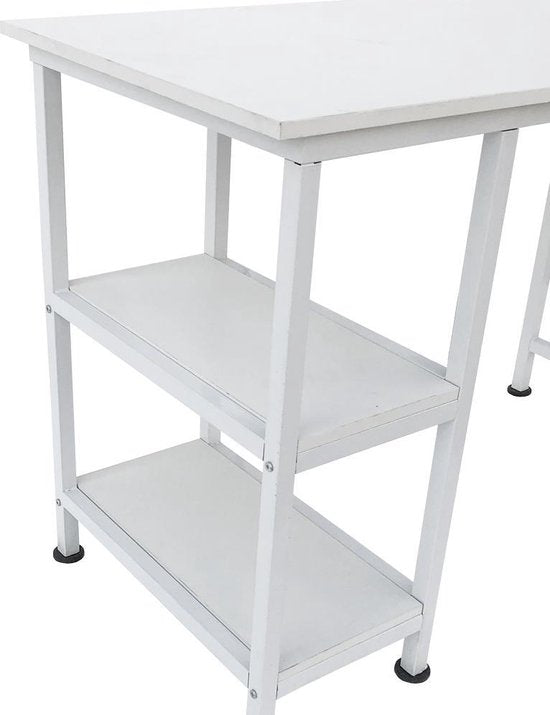 Schreibtisch Computertisch - mit Ablagefächern - weißes Metallholz - 110 cm breit