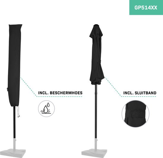 VONROC Premium Sonnenschirm Torbole - Ø200cm - Strapazierfähiger Stockschirm - UV-beständiges Gewebe - Anthrazit/Schwarz - inkl. Schutzhülle
