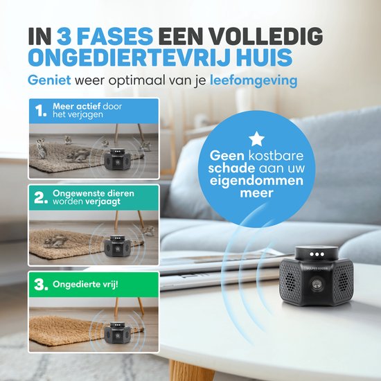Vulpes Goods Ultraschall Schädlingsabwehr – Repeller gegen Mäuse, Ratten & Insekten – 4 Modi – LED – Schwarz