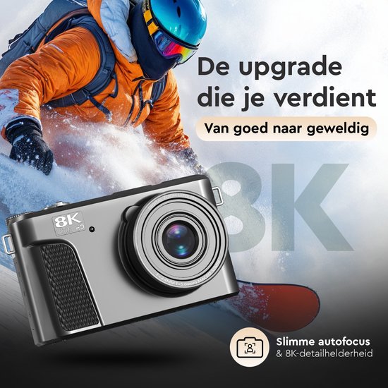 K&L - 8K 88MP - 18X Zoom - 128GB SD - WiFi - 3.0" UHD Display - Mikrofonanschluss - Fotokamera - Kompaktkamera - Vlog Kamera