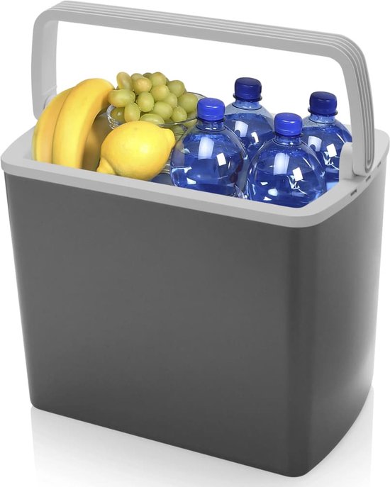 Tristar Coolbox KB-7424 - Kühlbox 22 Liter - Leichtgewicht mit Tragegriff - Thermoelektrisches Kühlsystem - Mit 12V Stecker für unterwegs und im Auto - Umrüstbar auf 230V Netzstecker - Grau