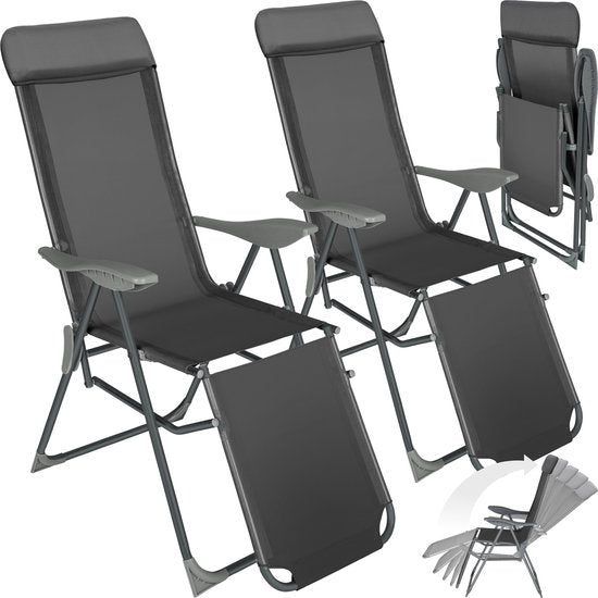 Tectake - 2er-Set Klappstühle - für Garten, Terrasse oder Balkon - Aluminium - Anthrazit