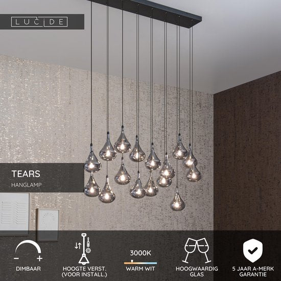 Lucide TEARS - Hängeleuchte - LED Dimmbar - G4 - 16x1,5W 3000K - Schwarz
