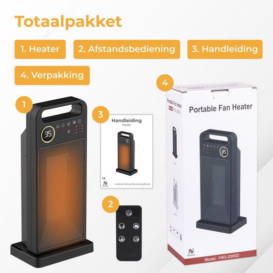 Nuvance - Elektroherd - 2000W - Terrassenheizer - Keramik-Heizung - Heizlüfter - Elektroheizung