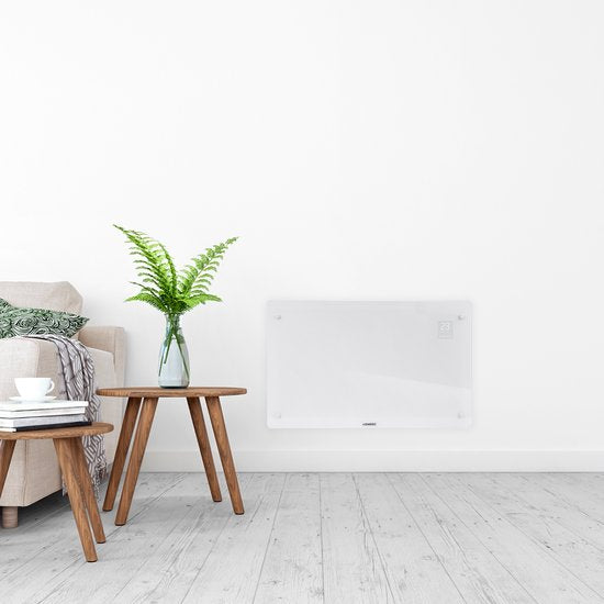 VONROC Luxury Konvektorheizung - Mit Glasscheibe - 1000W/2000W - Beheizt Räume bis zu 24m² - Mit App oder manuell - Einstellbarer Thermostat und Timer - Weiß