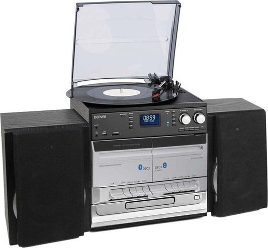 Denver MRD166 Retro-Schallplattenspieler - Mit Lautsprechern - DAB-Radio/CD-Player - Holz - Schwarz