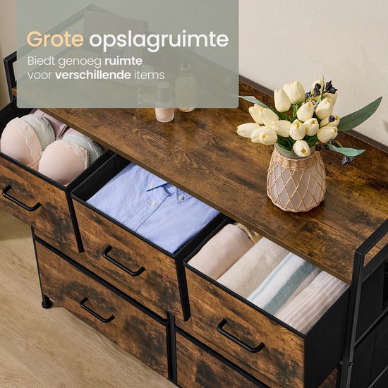 O'DADDY® Aufbewahrungsschrank - Sideboard - Kommode - Industrial - 7 Schubladen - Kommode - 28,5 x 98 x 85 cm - Vintage Brown/Black