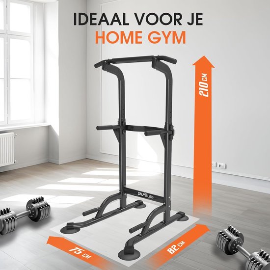DH FitLife Power Tower Dip Station | Klimmzugstange freistehend | Dip Bars Rückentrainer | Power Station Kraftturm | Fitness Station | Power Rack für Home Gym | Krafttraining für Zuhause