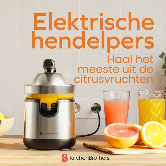 KitchenBrothers Zitruspresse - Mit Ausgießer und Griff - 0.35L - Edelstahl