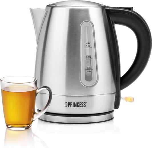 Princess Wasserkocher 236023 - 1 Liter - 360Â° drehbar - 2200W - Edelstahl