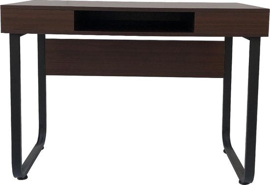 Schreibtisch Computertisch Stabil - Laptop Schreibtisch - Industrie Vintage - Schwarzes Metall Braunes Holz