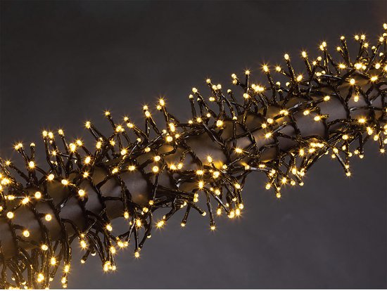 Kuma LED, Lichtgirlande, 12 m, 1020 LEDs, warmweiß, schwarzes Kabel, für den Innen- und Außenbereich, Modulator, 24 V