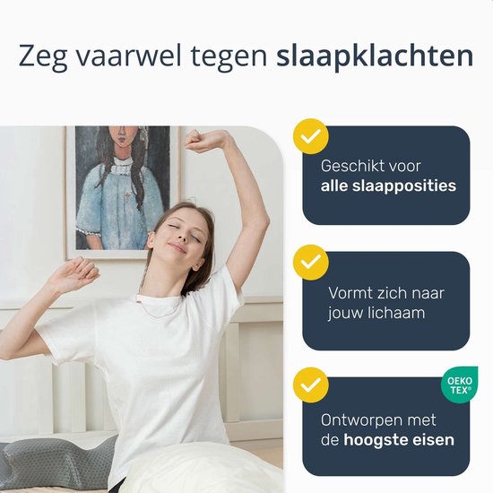 Alyze Anti-Schnarch-Kissen - Für jede Schlafposition - Ergonomisch & orthopädisch - Memory-Schaum - 60x40 cm