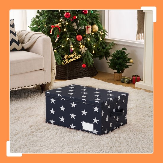 Aufbewahrungsbox für Weihnachtskugeln - für 30 Kugeln - mit Etikett - grau