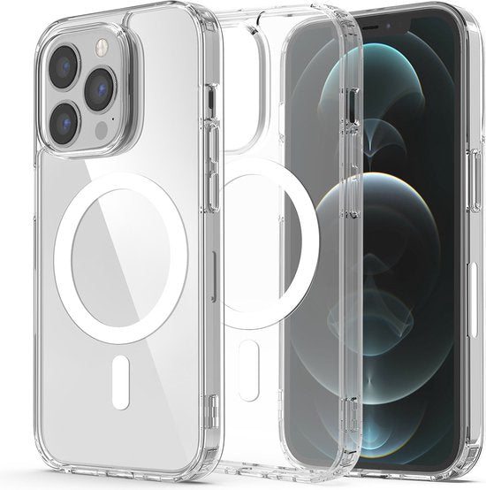 Podec Magsafe Case Passend für iPhone 12 Pro Max - Mit 3x Bildschirmschutz + 3x Kameraschutz - Magnetisch mit Ring Transparent - Handytasche Transparentes Case