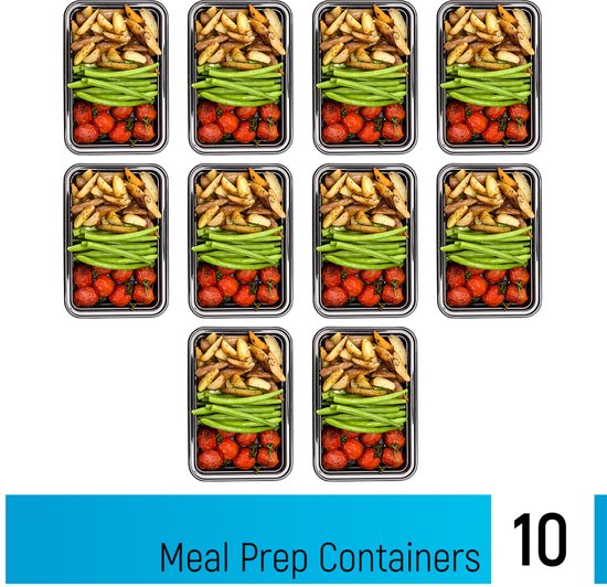 Fitcrafters Meal Prep Trays - Frischkostschalen - Gefrierschalen - 10 Stück - 1 Fach - 1L - BPA frei