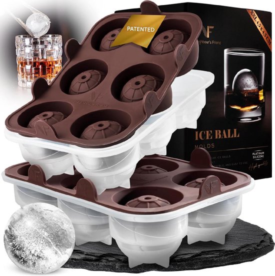 Neighbour's Friend Eiswürfelformen - XXL-Packung mit 2 Formen - Spülmaschinenfest - ø4,5 cm - Braun